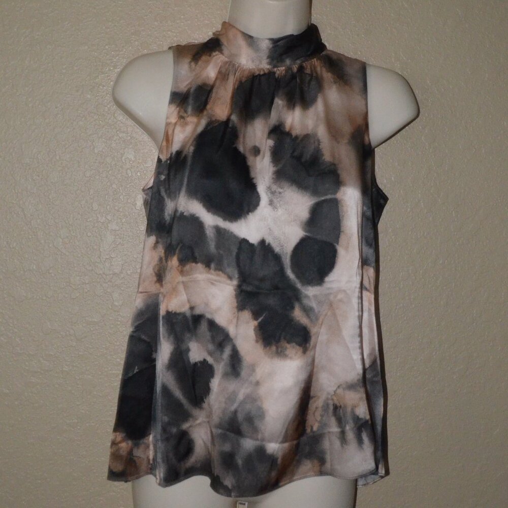 Sz XS Go By GoSilk Multicolor Silk Print Sleeveless Blouse